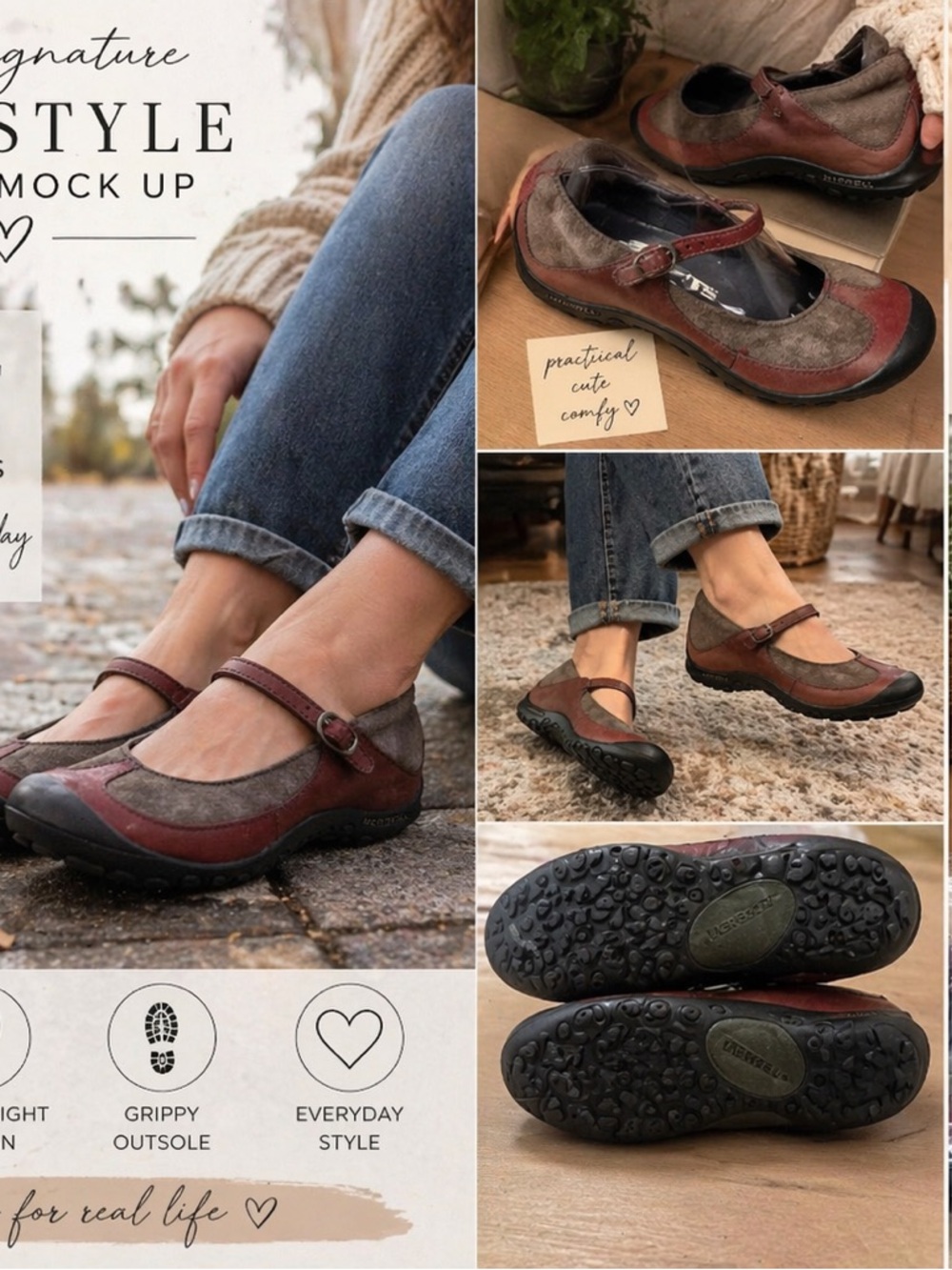 Merrell Plaza MJ Mary Jane Flats Womens 8 Brown Plum Leather Suede Comfort Shoes